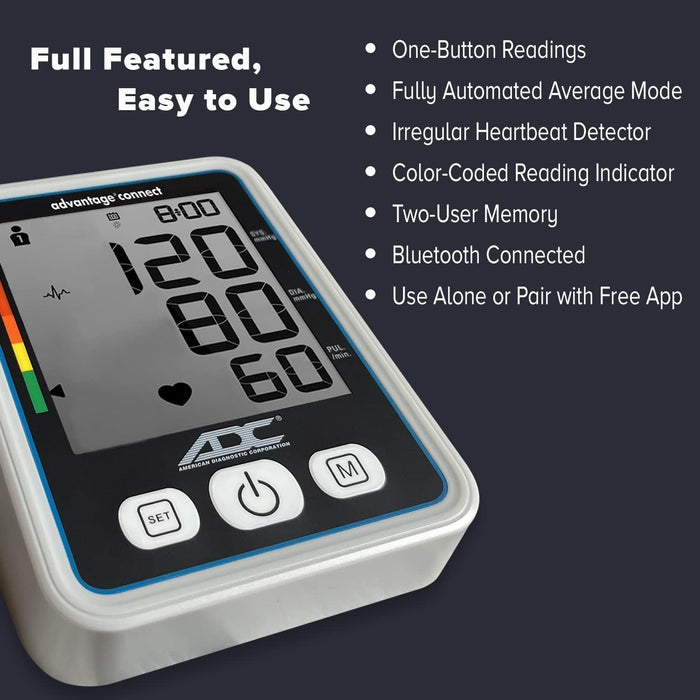 ADC Advantage Connect Digital Blood Pressure Monitor, Wide Range Arm Cuff, 22-42 cm - 6024N-Single - LL Medico