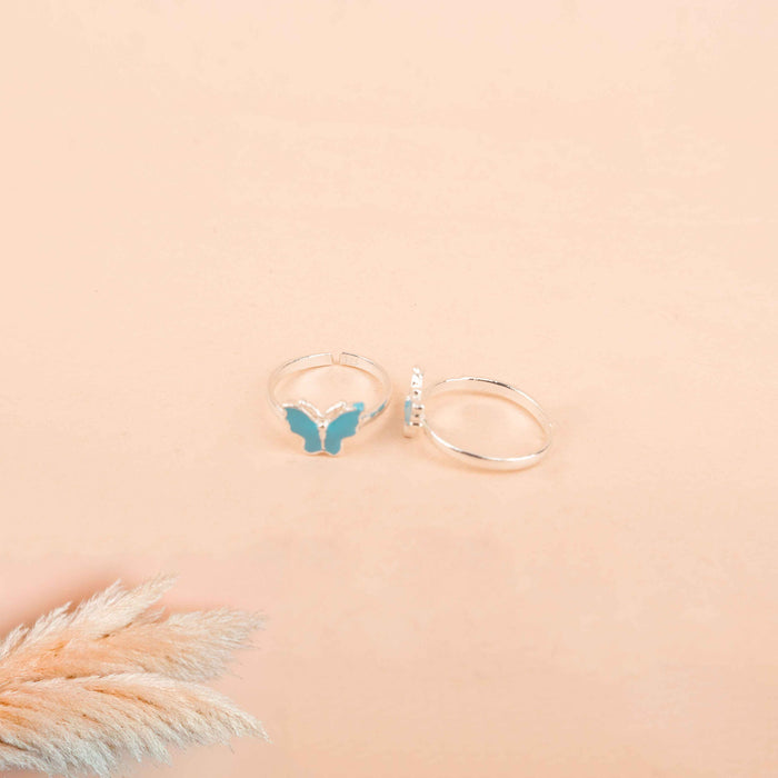 Adya Blue Mini Butterfly Toe Ring Cum Midi Ring