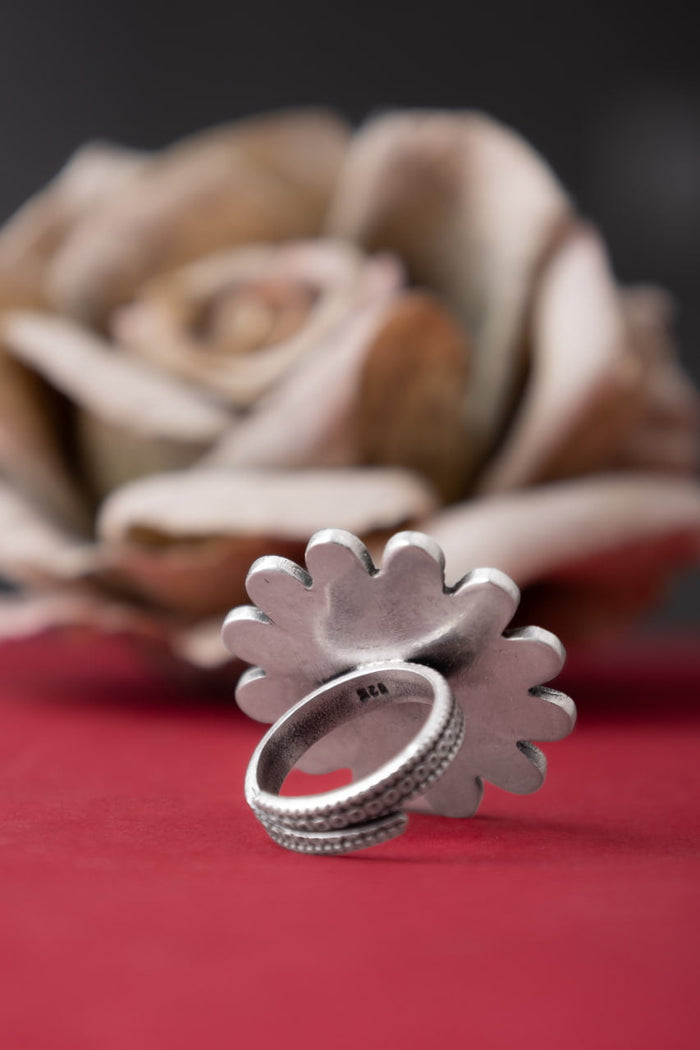 Adya Embossed Flower Ring