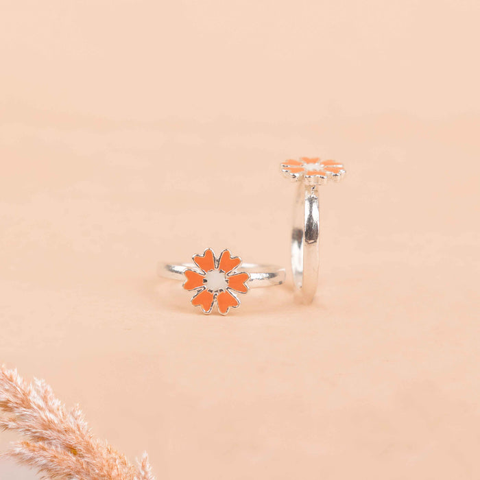 Adya Orange Petal Toe Ring Cum Midi Ring