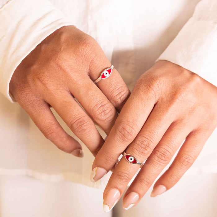 Adya Red Nazar Midi Ring