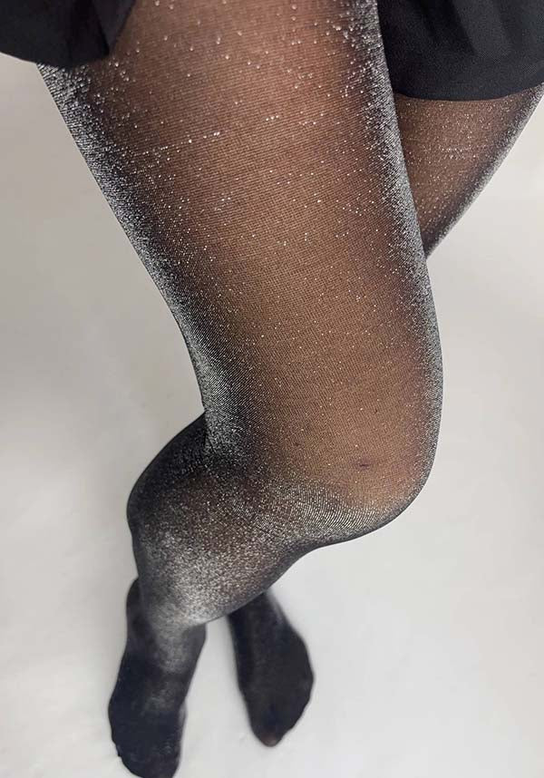 Pamela Mann All Over Glitter [Silver] Curvy Super Stretch - Back View