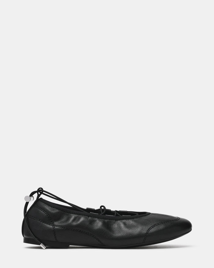 ALME Black Leather Ballet Sneakerina Women's Sneaker | Steve Madden
