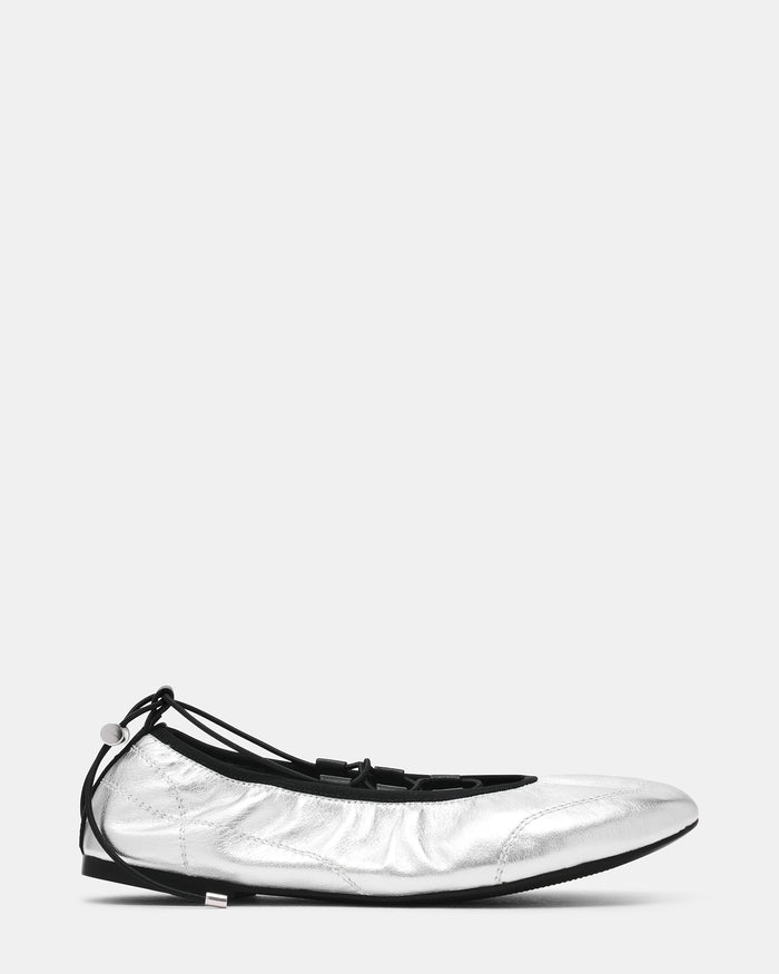 ALME Silver Leather Ballet Sneakerina Women's Sneaker | Steve Madden