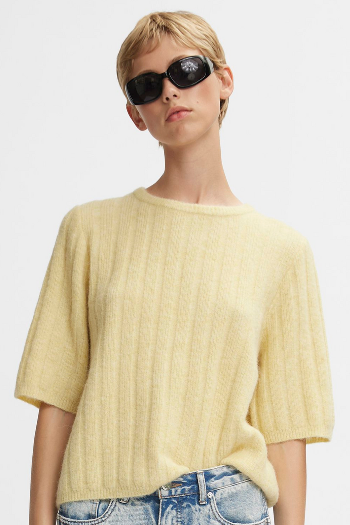 Alpha Short Sleeve Knit Tee | Flaxen Melange