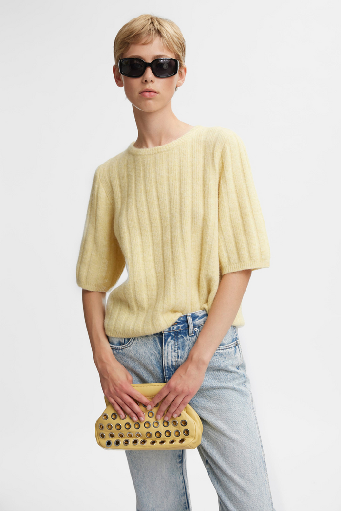 Alpha Short Sleeve Knit Tee | Flaxen Melange