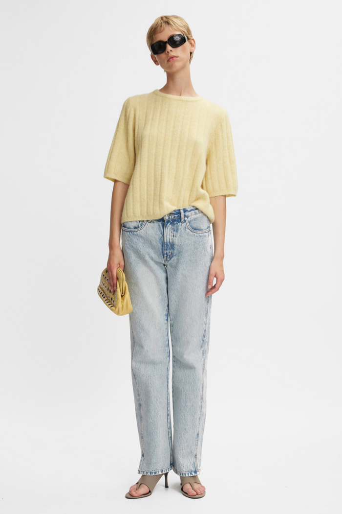 Alpha Short Sleeve Knit Tee | Flaxen Melange