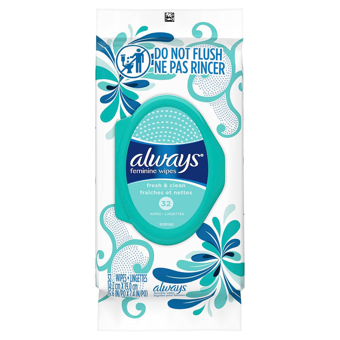 Always Feminine Wipes, Fresh & Clean, Soft Pack - 03700095899-Pack - LL Medico