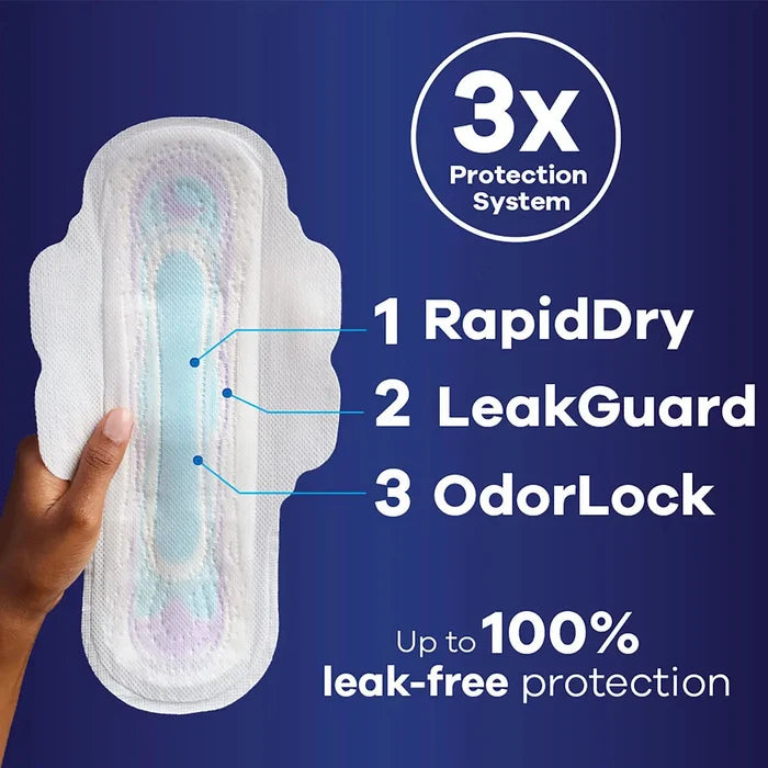 Always Ultra Thin Size 4 Overnight Pads With Wings, Unscented - 03700099089-Pack - LL Medico
