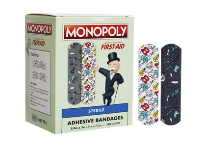American White Cross Kid Design Adhesive Bandages, Monopoly, Sterile, 3/4" x 3"