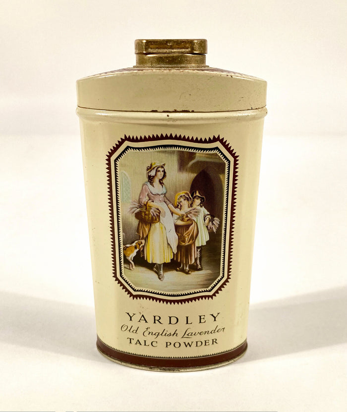 Antique Yardley Old English Lavender Talcum Powder Tin, Partially Full - TheBoxSF