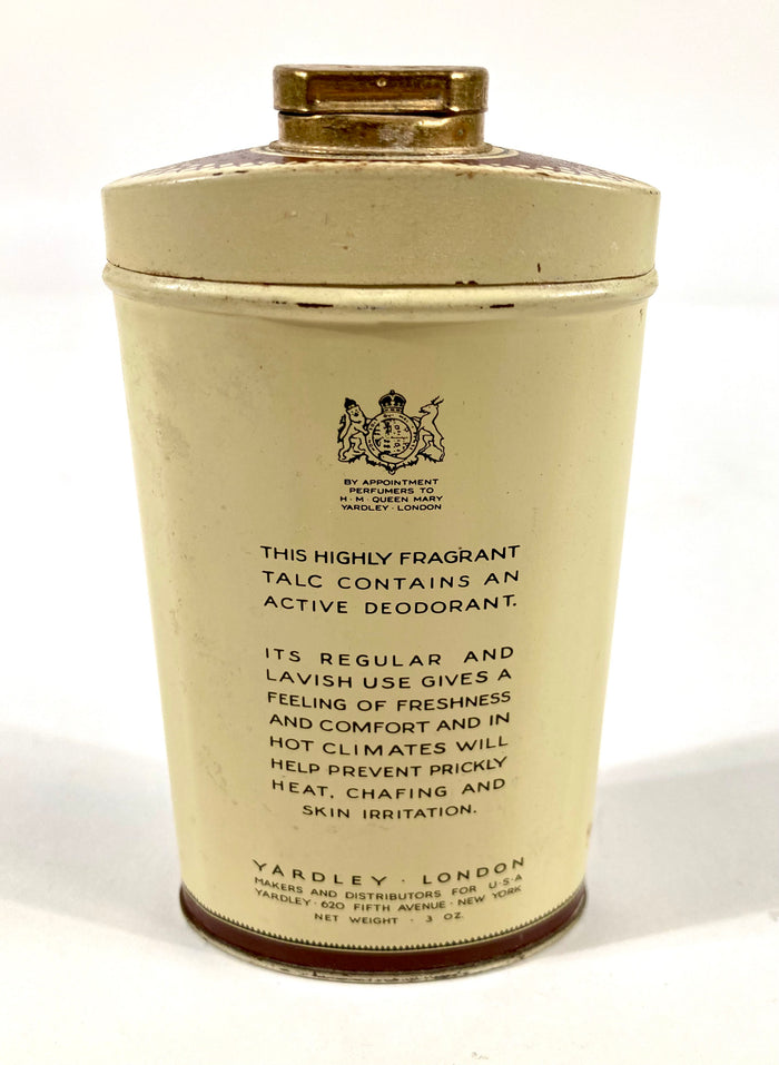 Antique Yardley Old English Lavender Talcum Powder Tin, Partially Full - TheBoxSF