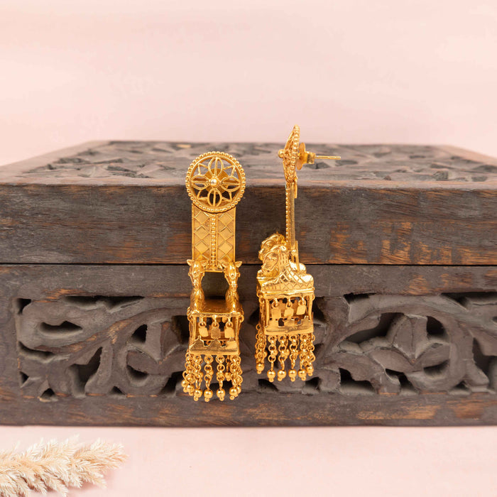 Anvaya Horse Rath Statement Gold Plated Jhumka