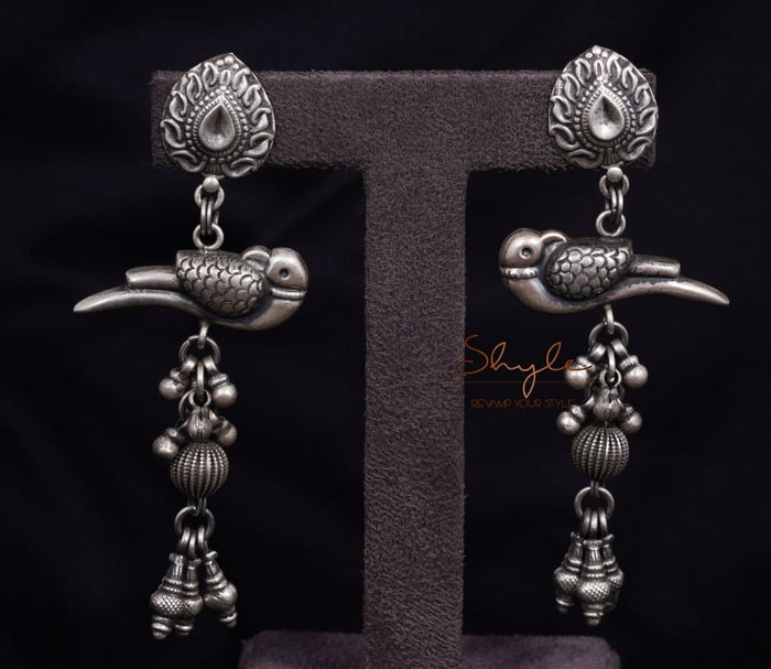 Anvaya Parrot Motif Ghughri Drop Earrings front