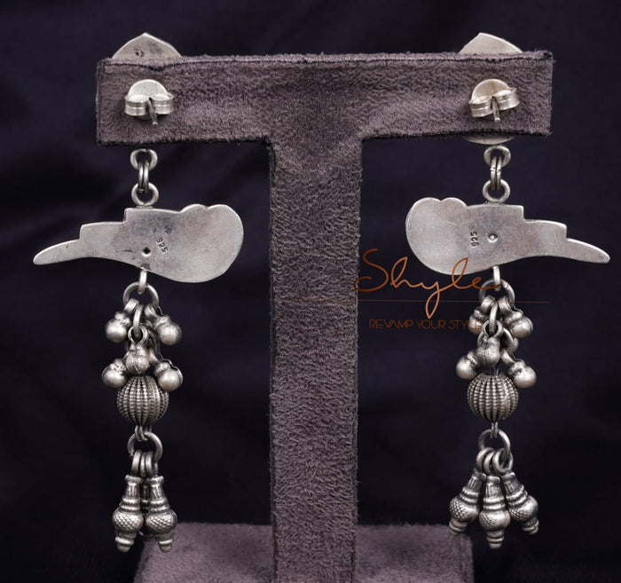 Anvaya Parrot Motif Ghughri Drop Earrings back