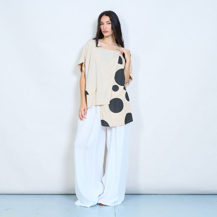 Asymmetrical polka dot layered oversized blouse wholesale