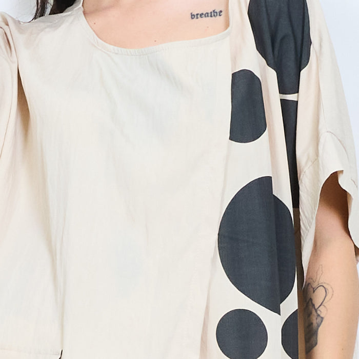 Asymmetrical polka dot layered oversized blouse wholesale