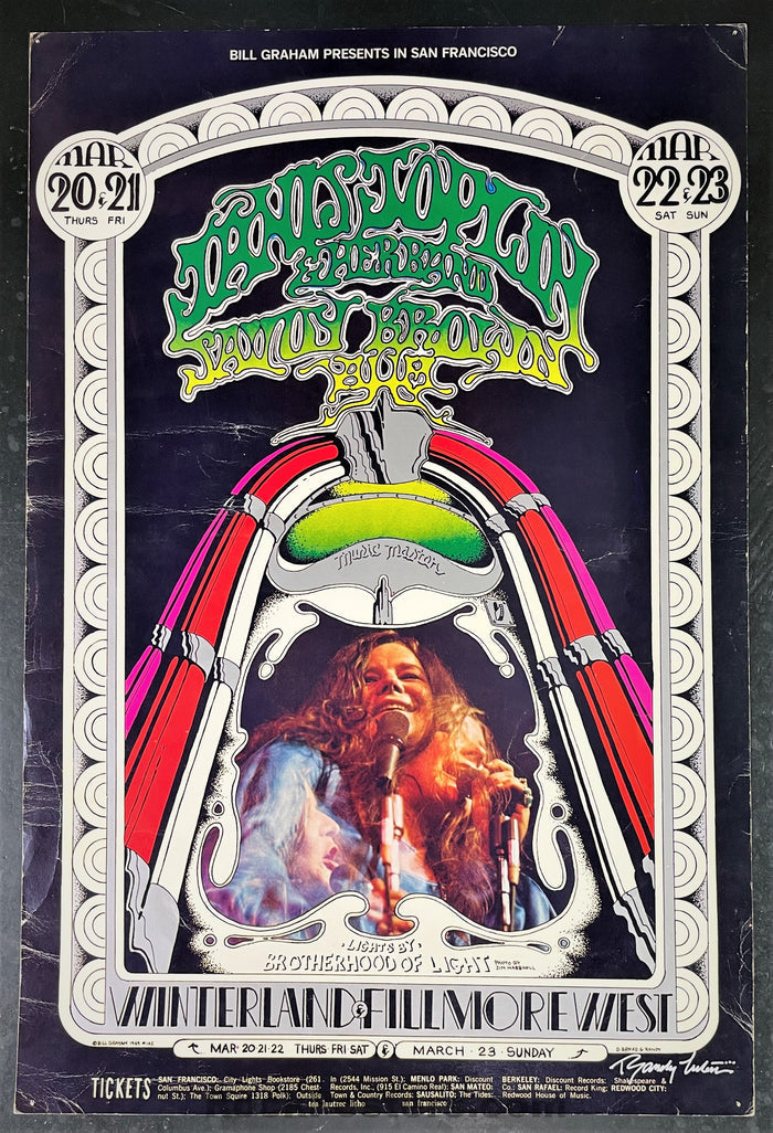 AUCTION - BG-165 - Janis Joplin - Randy Tuten Signed - 1969 Poster - Winterland - Good - SF Rock Posters & Collectibles