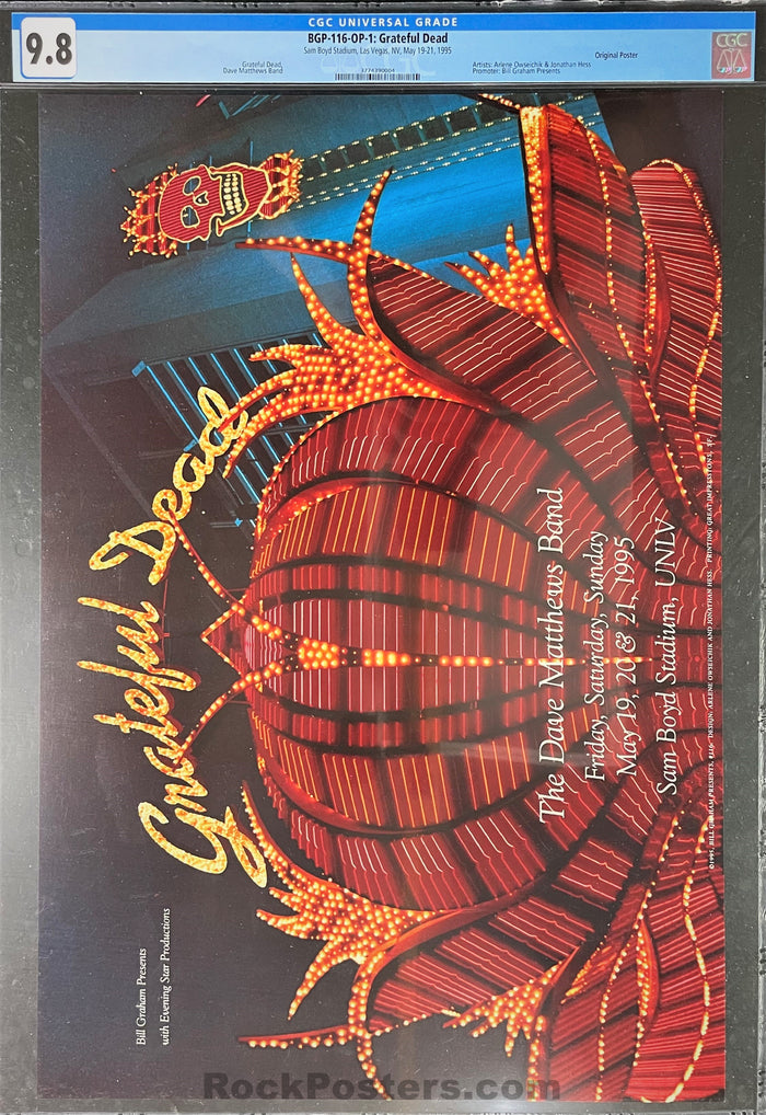 AUCTION - BGP-116 - Grateful Dead Dave Matthews Band - 1995 Poster - Sam Boyd Silver Bowl - CGC Graded 9.8