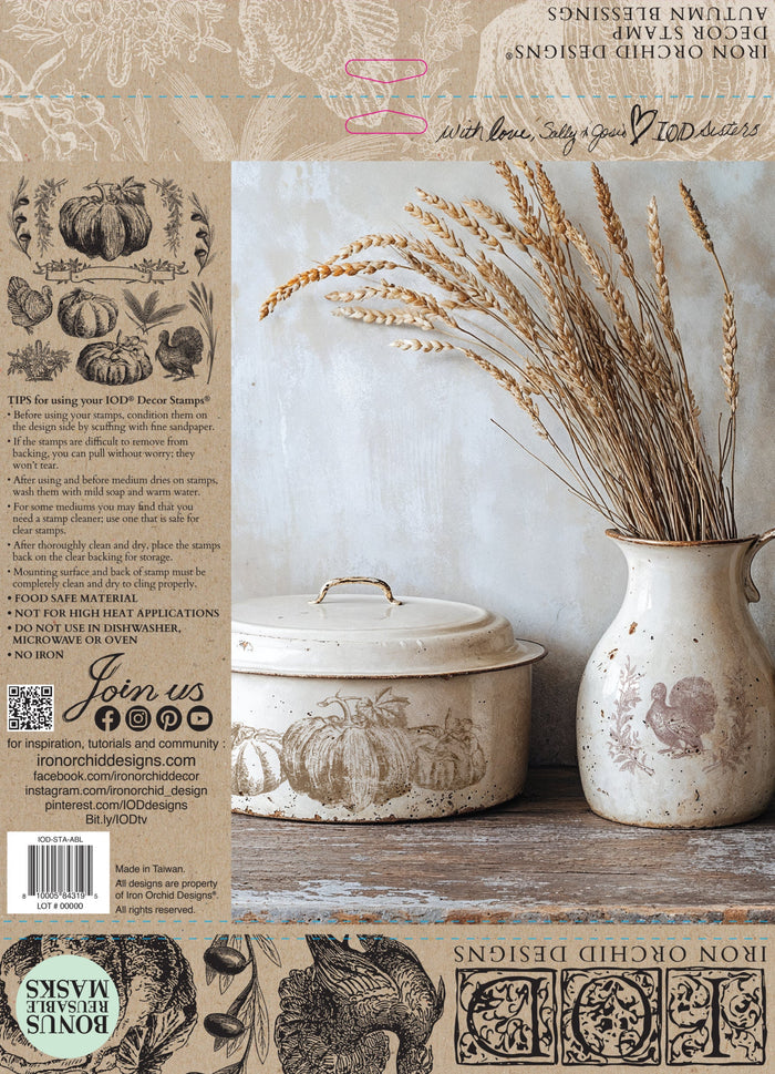 Autumn Blessings Decor Stamp by Iron Orchid Design