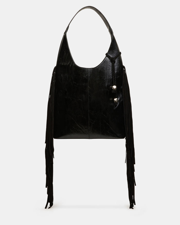 AUTUMN Fringe Bag Black Slouchy Hobo Suede Tote Handbag | Steve Madden
