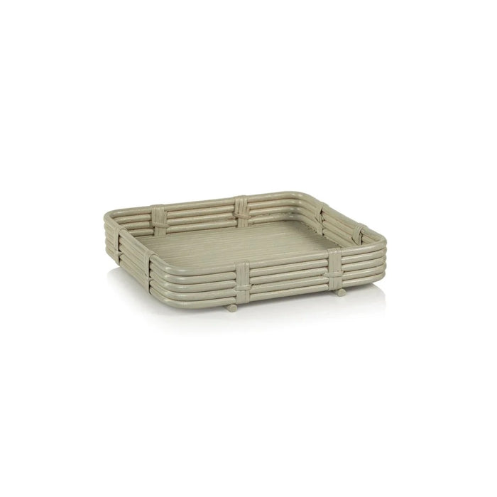 Avalon Rattan Square Gray Serving Tray