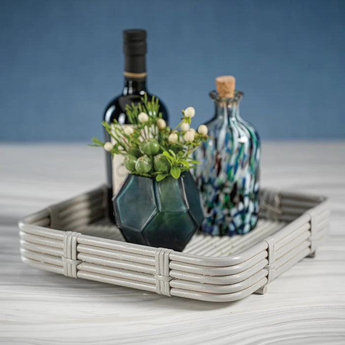 Avalon Rattan Square Gray Serving Tray