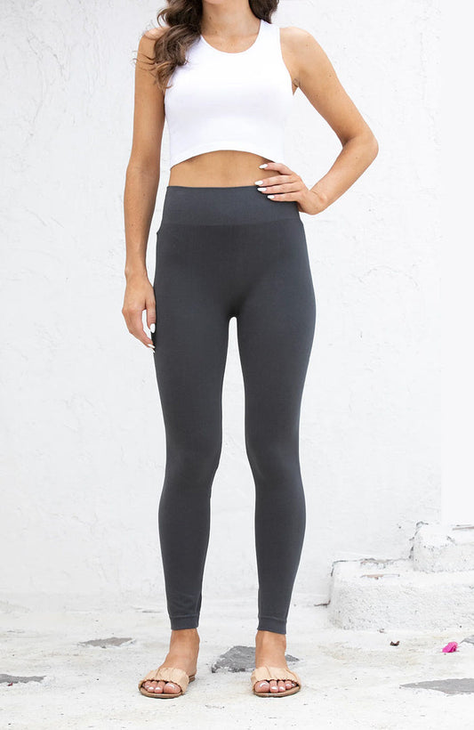 Bamboo 3" Band High Waisted Leggings - Charcoal