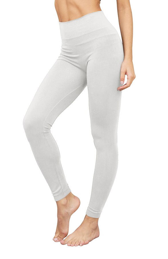 Bamboo 3" Band High Waisted Leggings - White