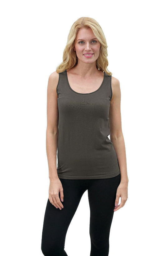 Bamboo Built in Bra Tank Top - Charcoal