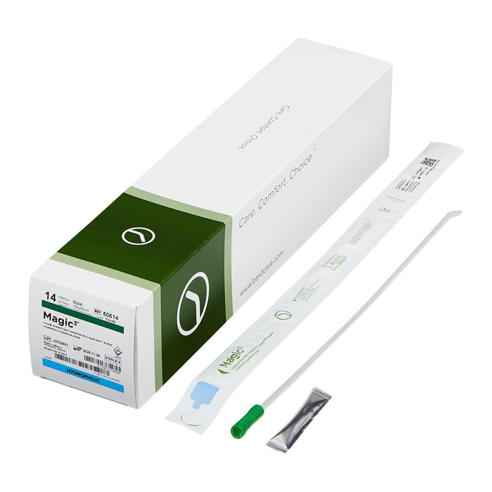 Bard Magic3 Coude Tip Hydrophilic Coated Silicone Intermittent Catheter, Male - 50610-Box - LL Medico