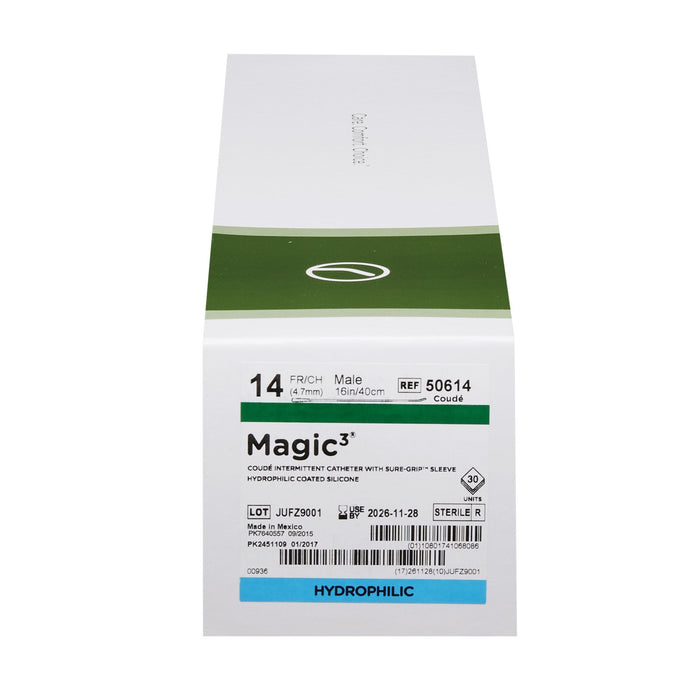Bard Magic3 Coude Tip Hydrophilic Coated Silicone Intermittent Catheter, Male - 50610-Box - LL Medico