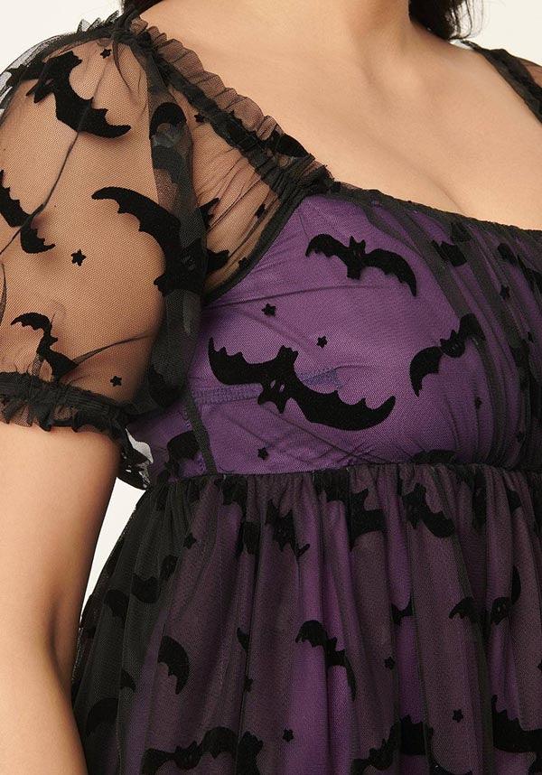 Unique Vintage Bat Mesh [Purple] - Detail View