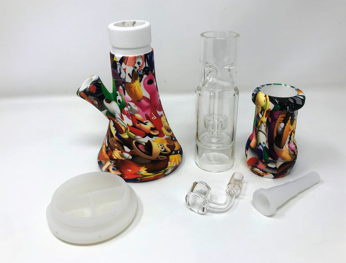 Beaker Silicone Wax Rig/Bong Glass Shower Perc Quartz Banger Wax Container Tool