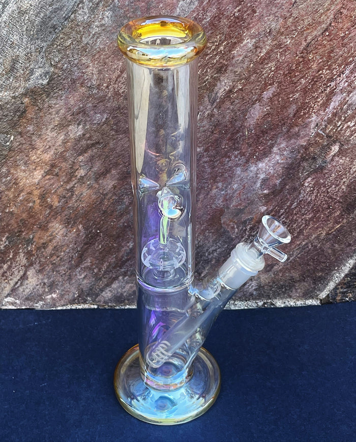 Beautiful 12" Straight Thick Shimmering Glass Bong Glow-in-the-Dark Design