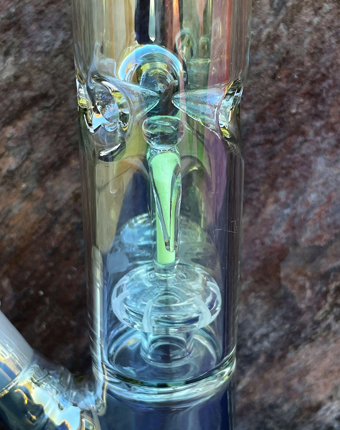 Beautiful 12" Straight Thick Shimmering Glass Bong Glow-in-the-Dark Design