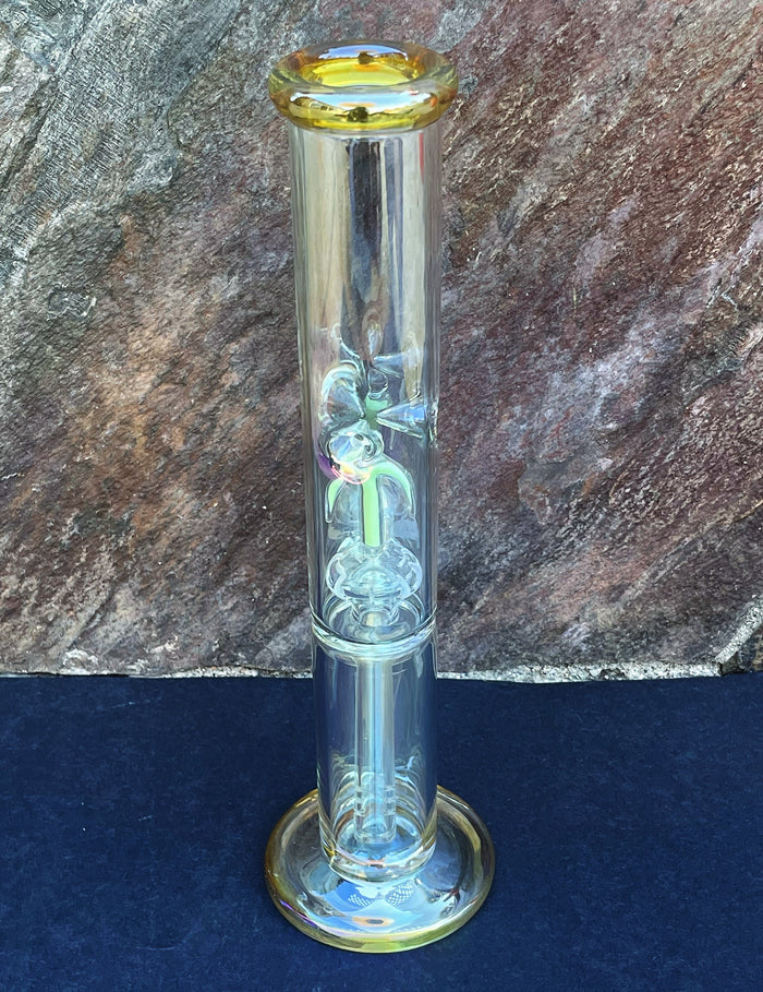 Beautiful 12" Straight Thick Shimmering Glass Bong Glow-in-the-Dark Design