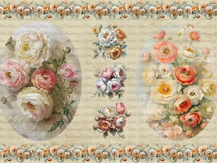Beautiful Flowers Rice Paper by Reba Rose Creations