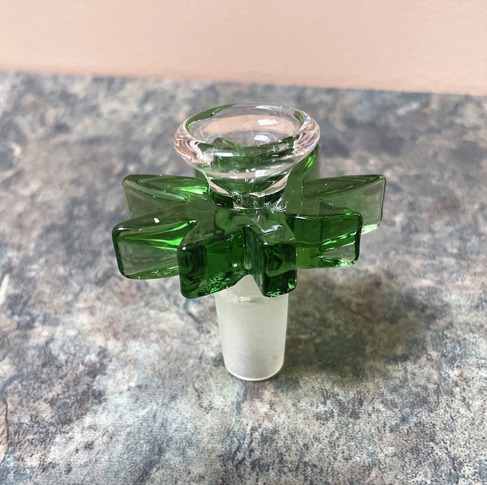 Beautiful Glass Color Leaves inside 9.5" Thick Glass Rig &14mm Bowl Leaf
