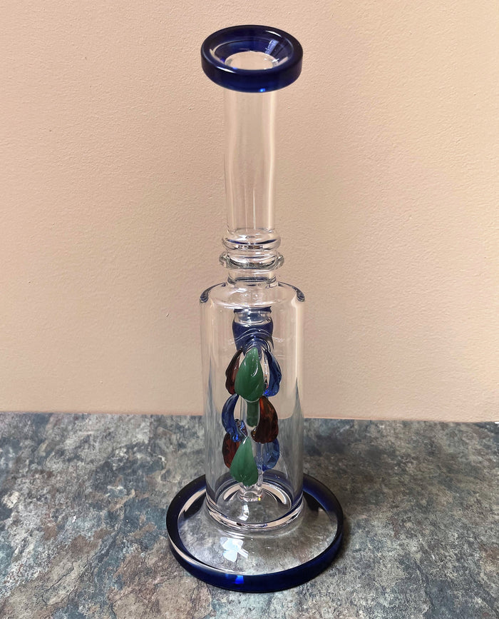 Beautiful Glass Color Leaves inside 9.5" Thick Glass Rig &14mm Bowl Leaf