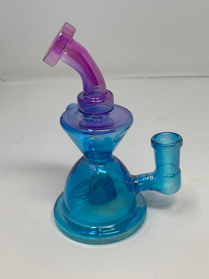 Beautiful Iridescent Light Blue and Pink 5" Thick Glass Bong