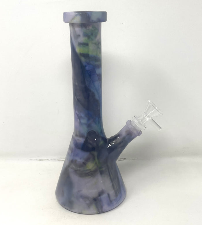 Beautiful Marble  Design Thick Glass 10" Beaker Bong