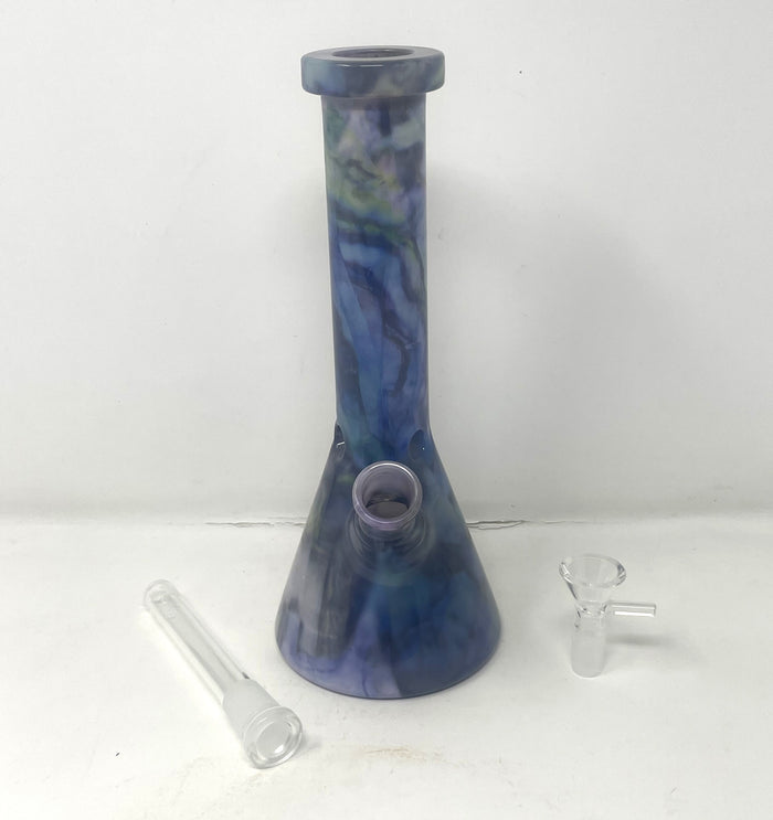 Beautiful Marble  Design Thick Glass 10" Beaker Bong