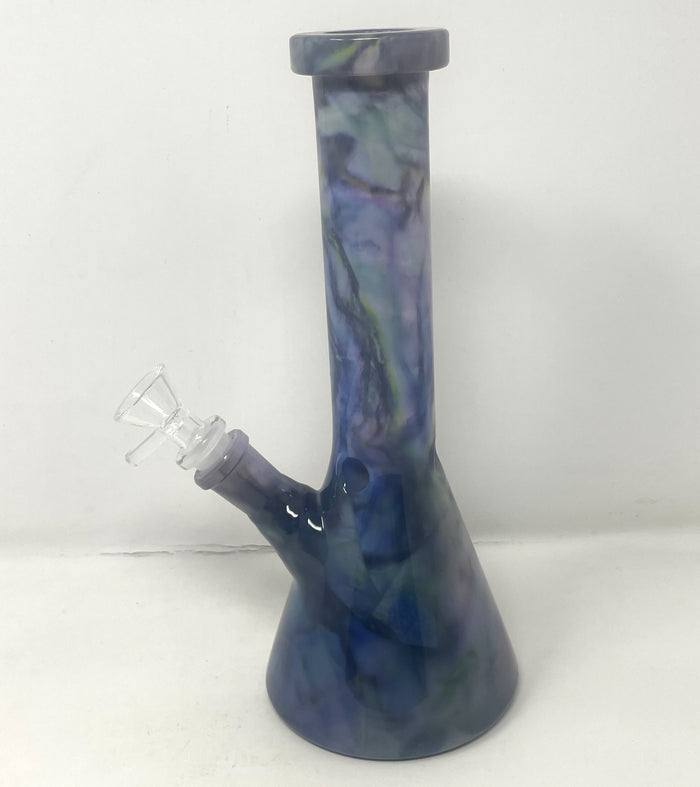 Beautiful Marble  Design Thick Glass 10" Beaker Bong