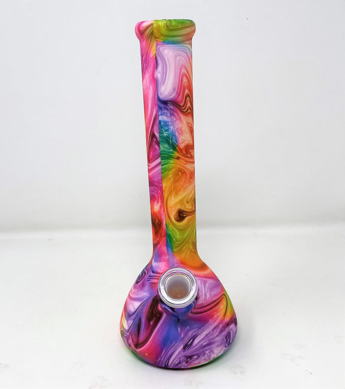 Beautiful Multi Color Swirl Design Thick Silicone Detachable Unbreakable 8.5 Bong