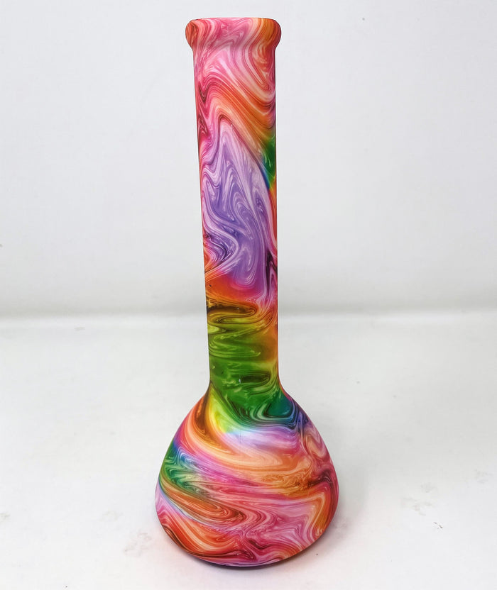 Beautiful Multi Color Swirl Design Thick Silicone Detachable Unbreakable 8.5 Bong