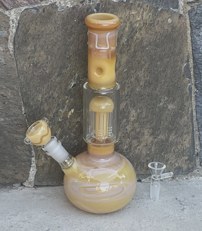 Beautiful Thick Glass Globe Base 10.5" Bong 6 Arm Tree Perc - 2 Bowls