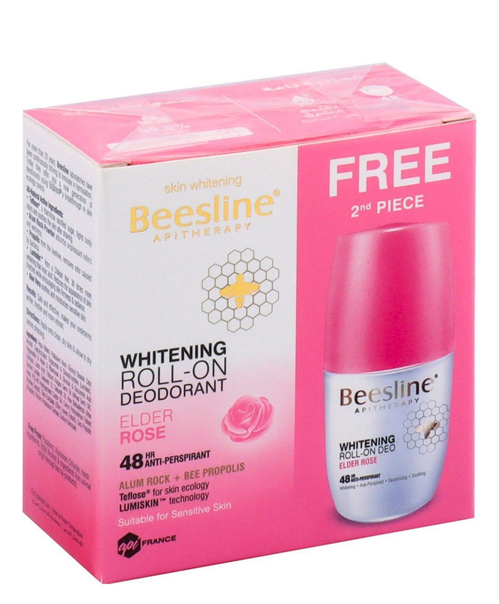 Beesline Roll On Whitening Elder Rose Deodorant, 2x50ml - Makkah Pharmacy