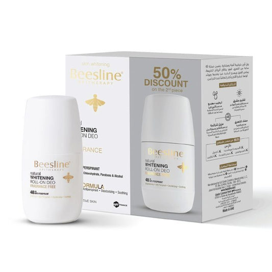 Beesline White Roll-On Deodarant, 2x50ml - Makkah Pharmacy
