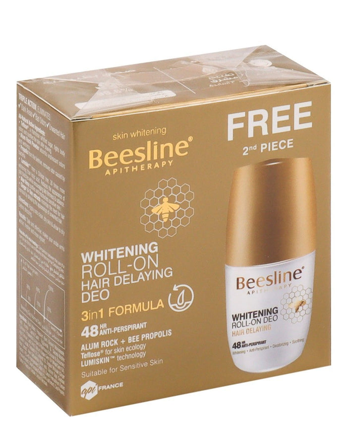 Beesline Whitening Hair Delaying Deodorant Roll On, 2x50ml - Makkah Pharmacy